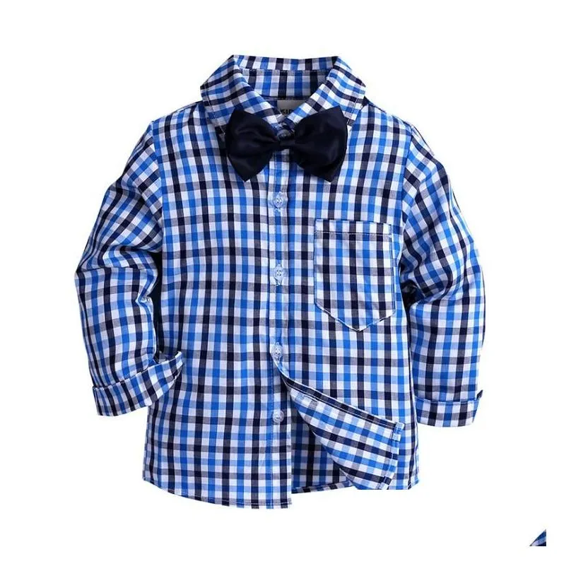 toddler kid baby boy clothes t-shirts long sleeve plaid tops cotton shirt blouse streetwear outfits 2-7t blouse casual