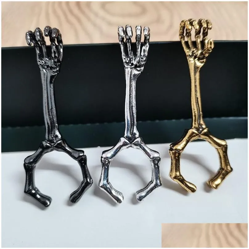 hand bone Smoking Cigarette smoke shop holder smoking rings thick clip skeleton pattern joint ring finger accessories metal pipe bong