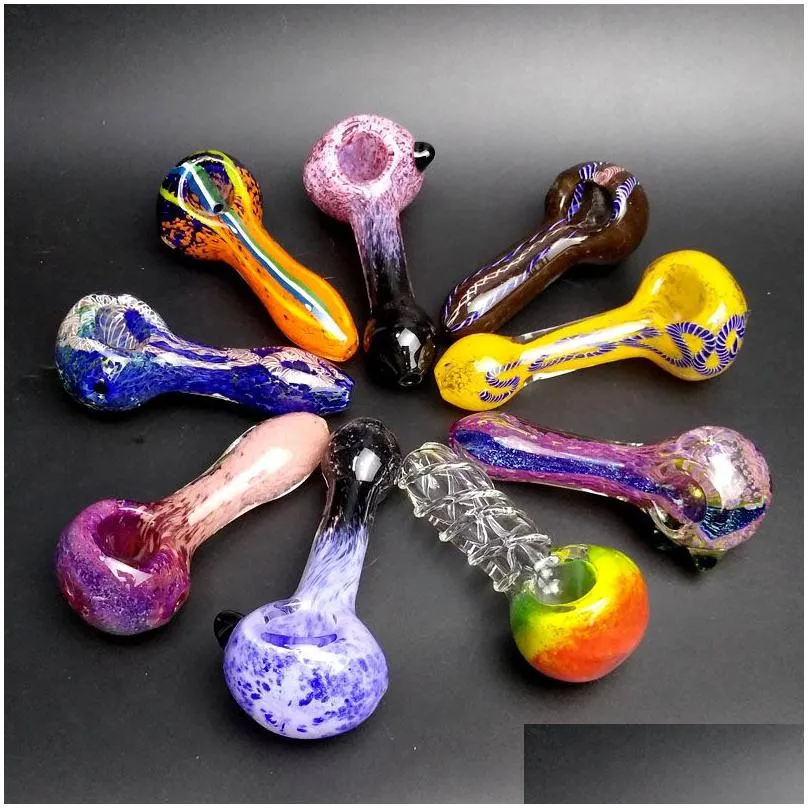 Glass Pipes Smoking Manufacture Hand-blown and Beautifully Handcrafted Bubbler Smok Pipes Colorful Pipe Wholesale Herb Windmill Lollipop Color Spoon Hand