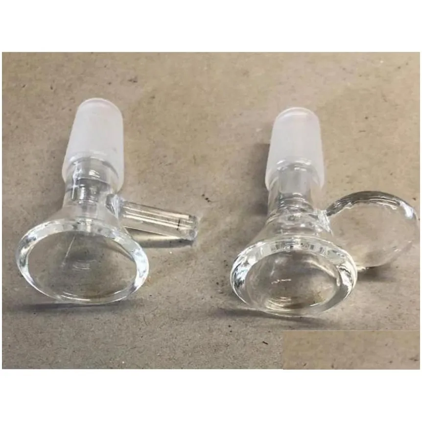 Male Glass Funnel Bowl Hookahs Adapter Bowls Herb Dry Oil Burner With Handle 14mm 18mm For Smoking Tools Accessories Water Bongs