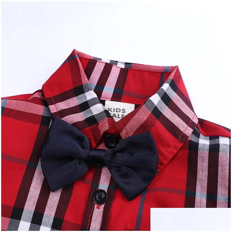 toddler kid baby boy clothes t-shirts long sleeve plaid tops cotton shirt blouse streetwear outfits 2-7t blouse casual