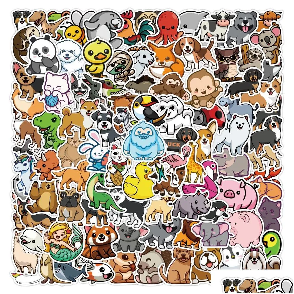 Car sticker 10/50/100pcs Lovely Cute Mixed Animal Stickers for Kids Girls Water Bottle Notebook Skateboard Random Cartoon Pets Vinyl