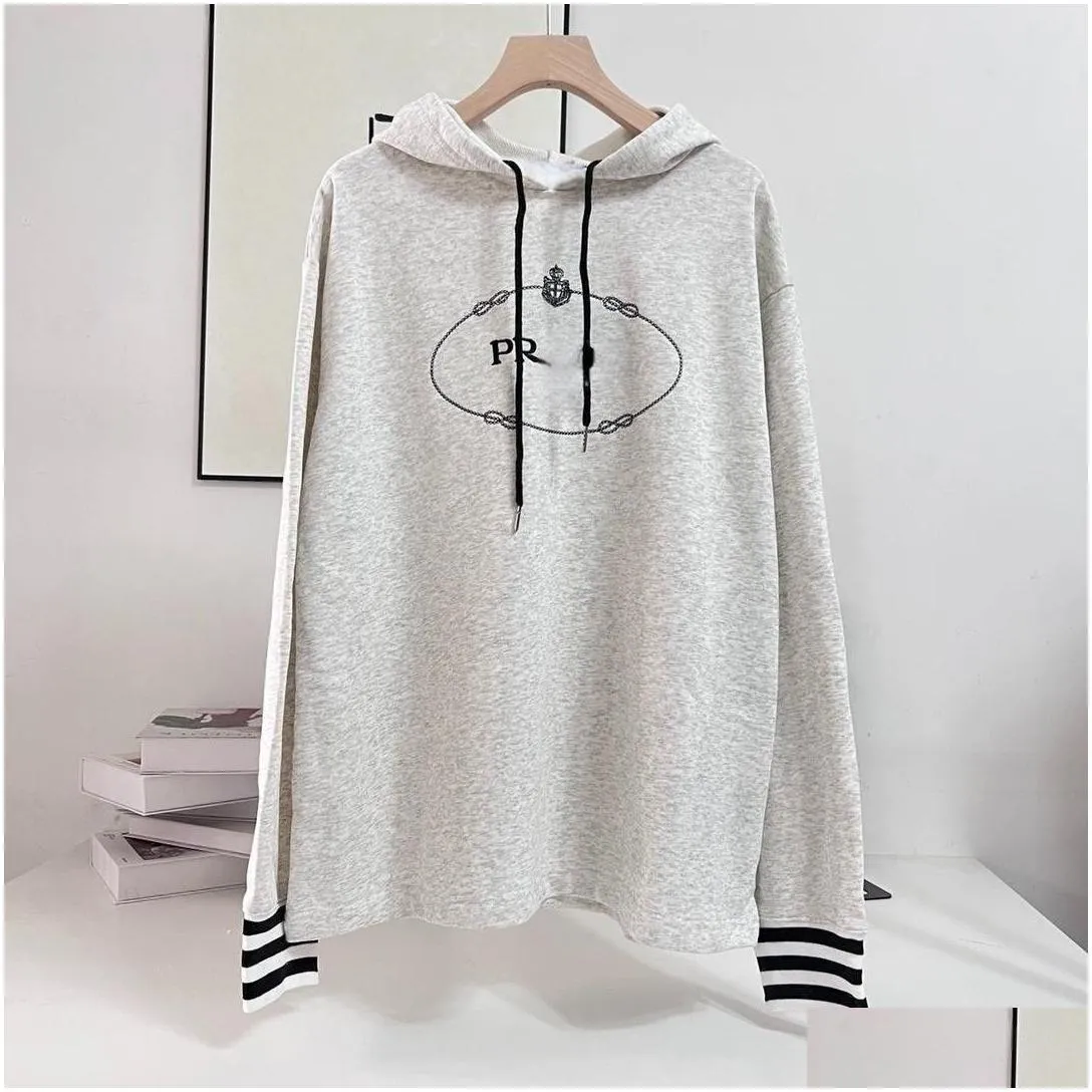 Designer Womens Hoodies Letter Logo Embroidery Sweatshirts Printed Letters Casual Loose Hooded Fleece Cotton Mens Sweater Cuff thread Jumper Tops