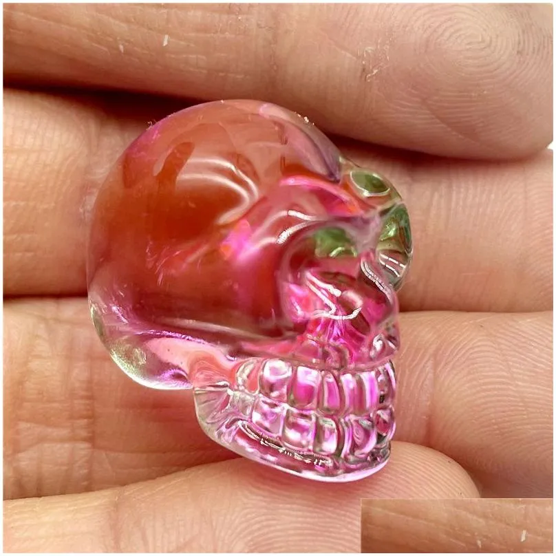 Mini Wholesale Fashion Glass Skull Plating Crystal Rainbow Skeleton Charm Ornaments Jewelry Accessory Birthday Gift