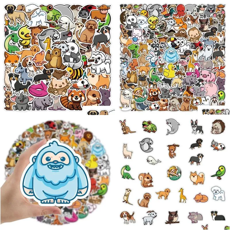 Car sticker 10/50/100pcs Lovely Cute Mixed Animal Stickers for Kids Girls Water Bottle Notebook Skateboard Random Cartoon Pets Vinyl