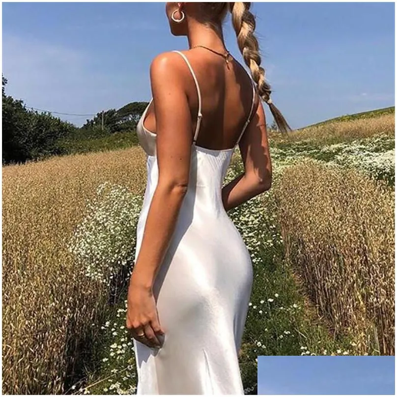 casual dresses white women strap maxi dress summer long bandage backless sleeveless bodycon sexy party elegant club split