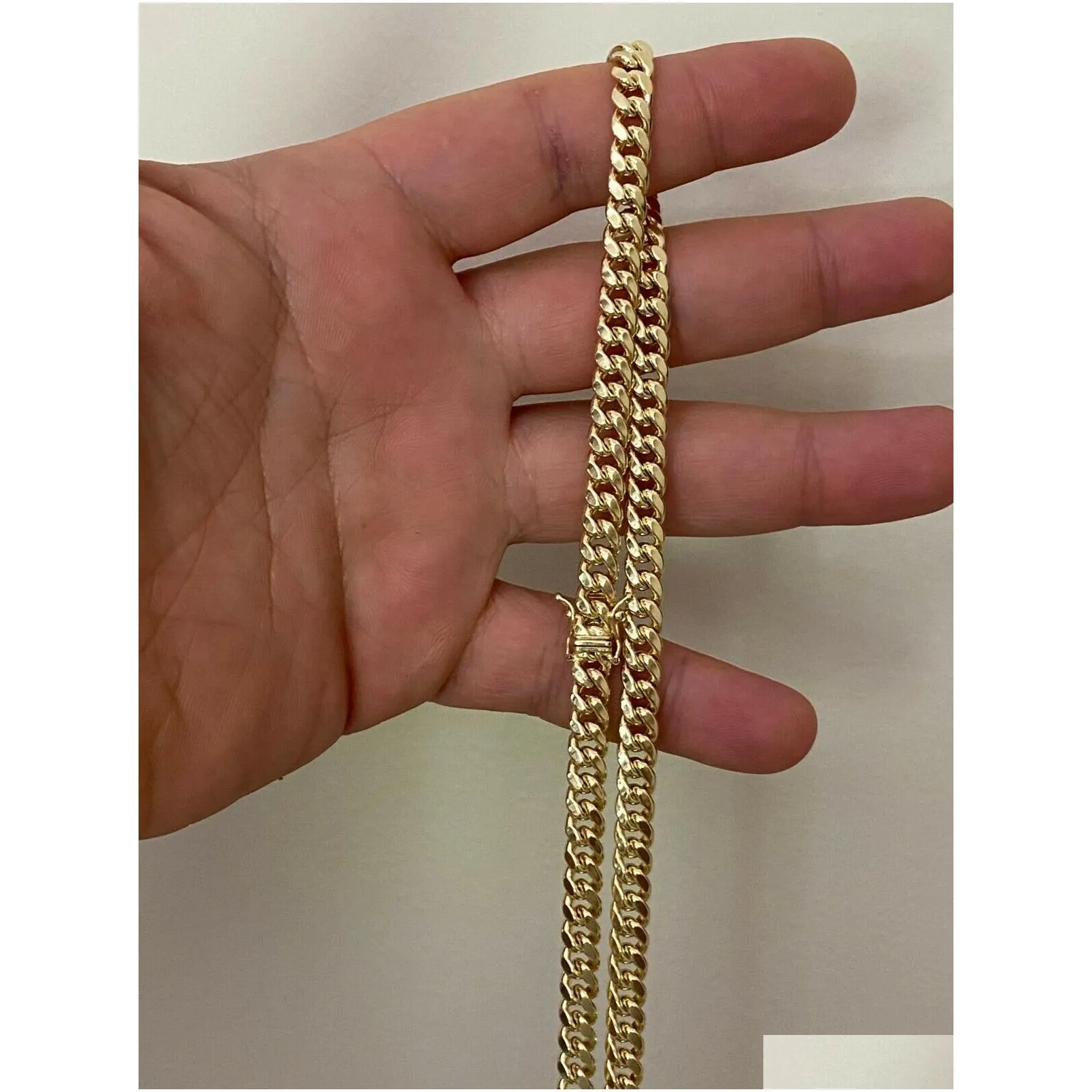 Real 10k Yellow Gold Plated Mens  Cuban Link Chain Necklace Thick 6mm Box Lock