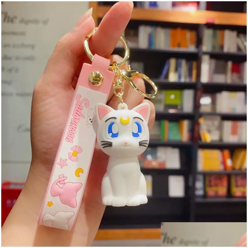 Fashion blogger designer jewelryCute cartoon Sailor Moon warrior key ring mobile phone Keychains Lanyards KeyRings wholesale YS70