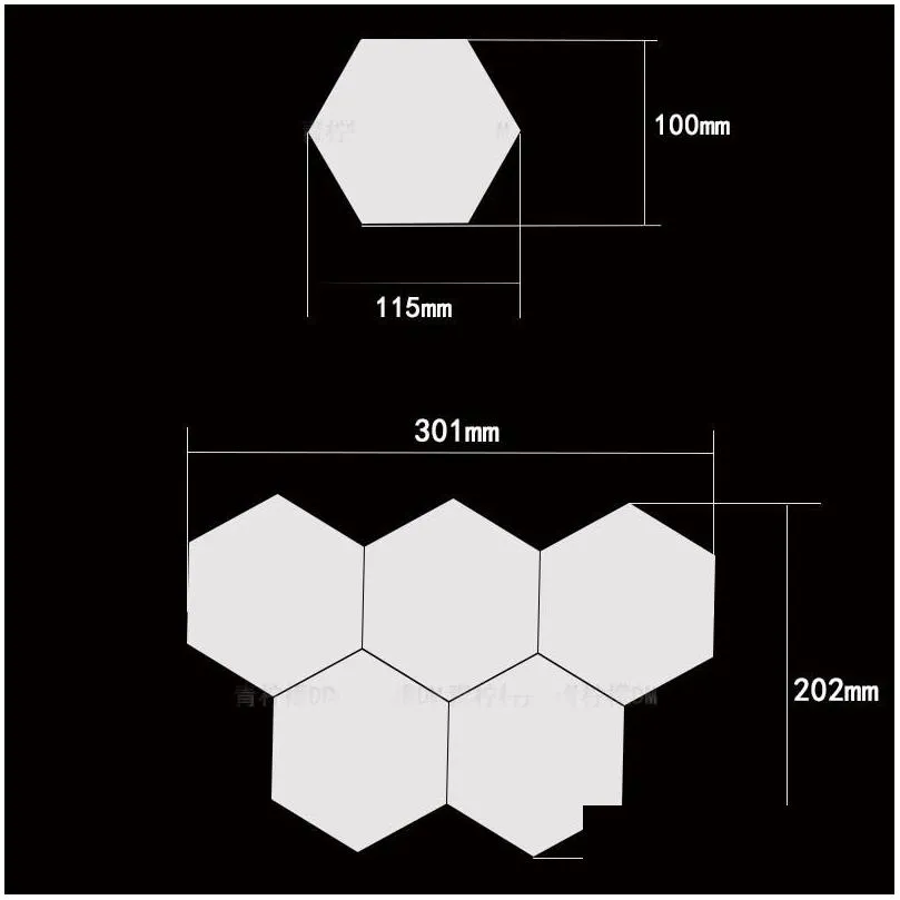 1-65 Pieces DIY Wall Lamp Touch Switch Quantum LED Hexagonal Lamps Modular Creative Decoration Night Light Hexagons for Home
