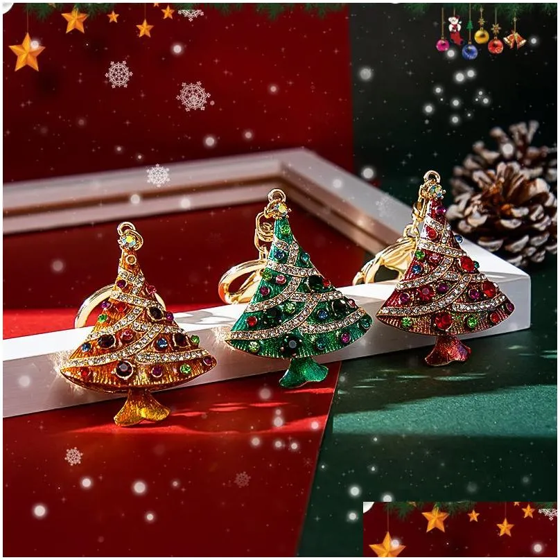  christmas collection diamond drip oil keychain pendant metal small gift pendant