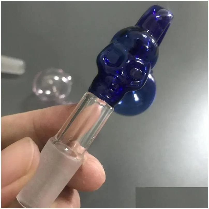Colorful Curved Thick Pyrex Oil Burner pipe Skull shape Bucket Nails glass smoking pipes with 14mm Male Female For Water Pipes Bong Dab Rig