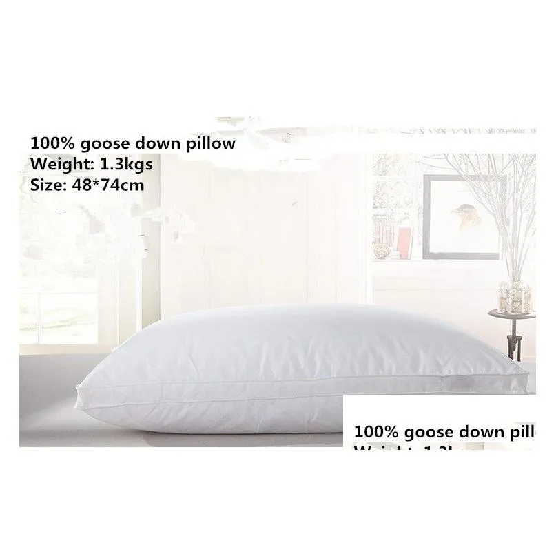 Home Textile Sleeping Pillow 100% goose down light white Pillow Zero Pressure Memory Neck Health 48*74cm cotton