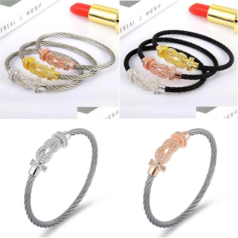 Designer bracelet luxury Trendy Bracelet Wire Rope Magnetic Buckle 8-shaped Brick Inlaid Bracelet Cross Head Micro Inlaid Bracelet