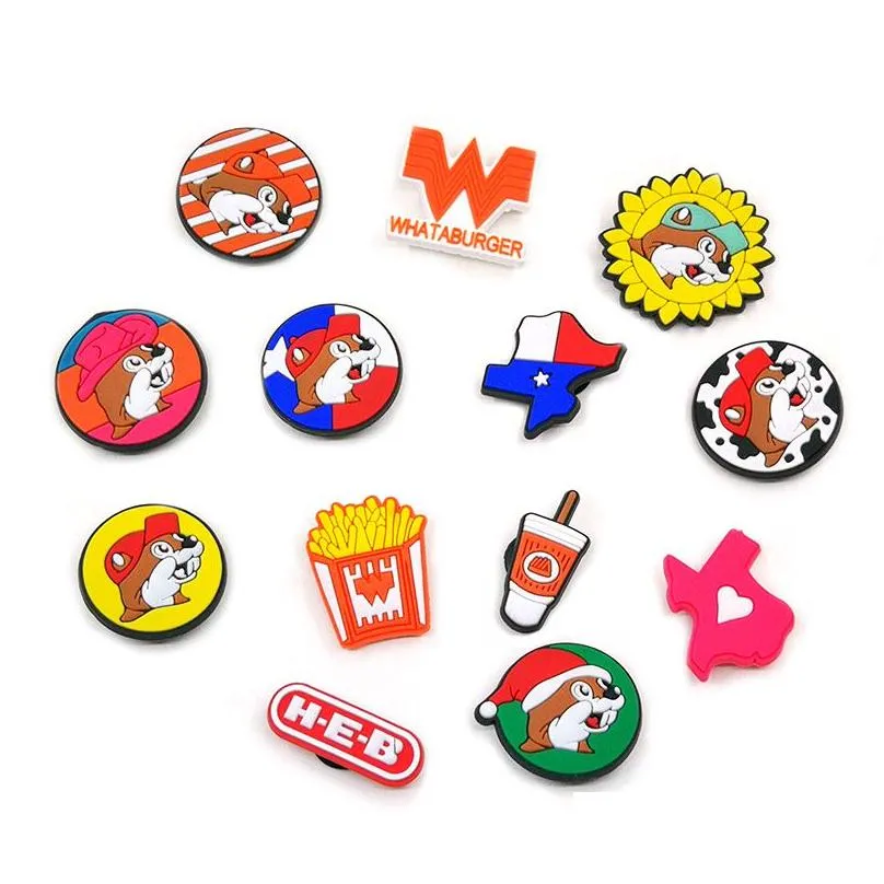 Texas Style clog charms Fashion Love Shoe Accessories For Decorations Charms pvc soft Shoes Charm Ornaments Buckles as party gift