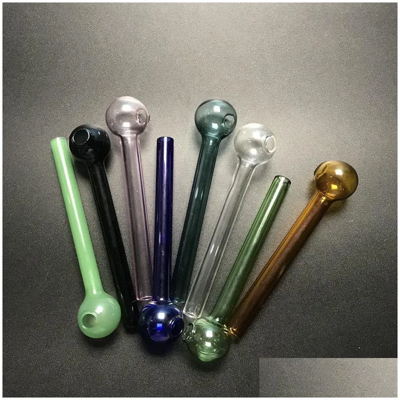 Colored Pyrex Oil Burner Pipes Straight Type Glass Pipe Glass Smoking Pipes New Arrivals Color Randomly Send SW37