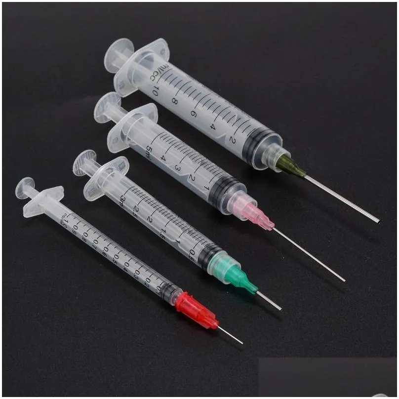 wholesale 50pcs/set 1ml 3ml 5ml 10ml Luer Lock Syringes with 50pcs 14G-25G Blunt Tip Needles and Caps for Industrial Dispensing