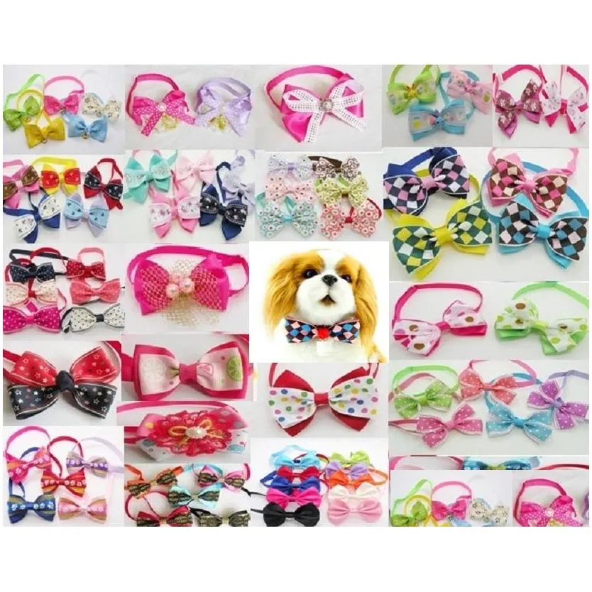 100pc/lot Dog Apparel Pet puppy Tie Bow Ties Cat Neckties Grooming Supplies for small middle 4 model LY05