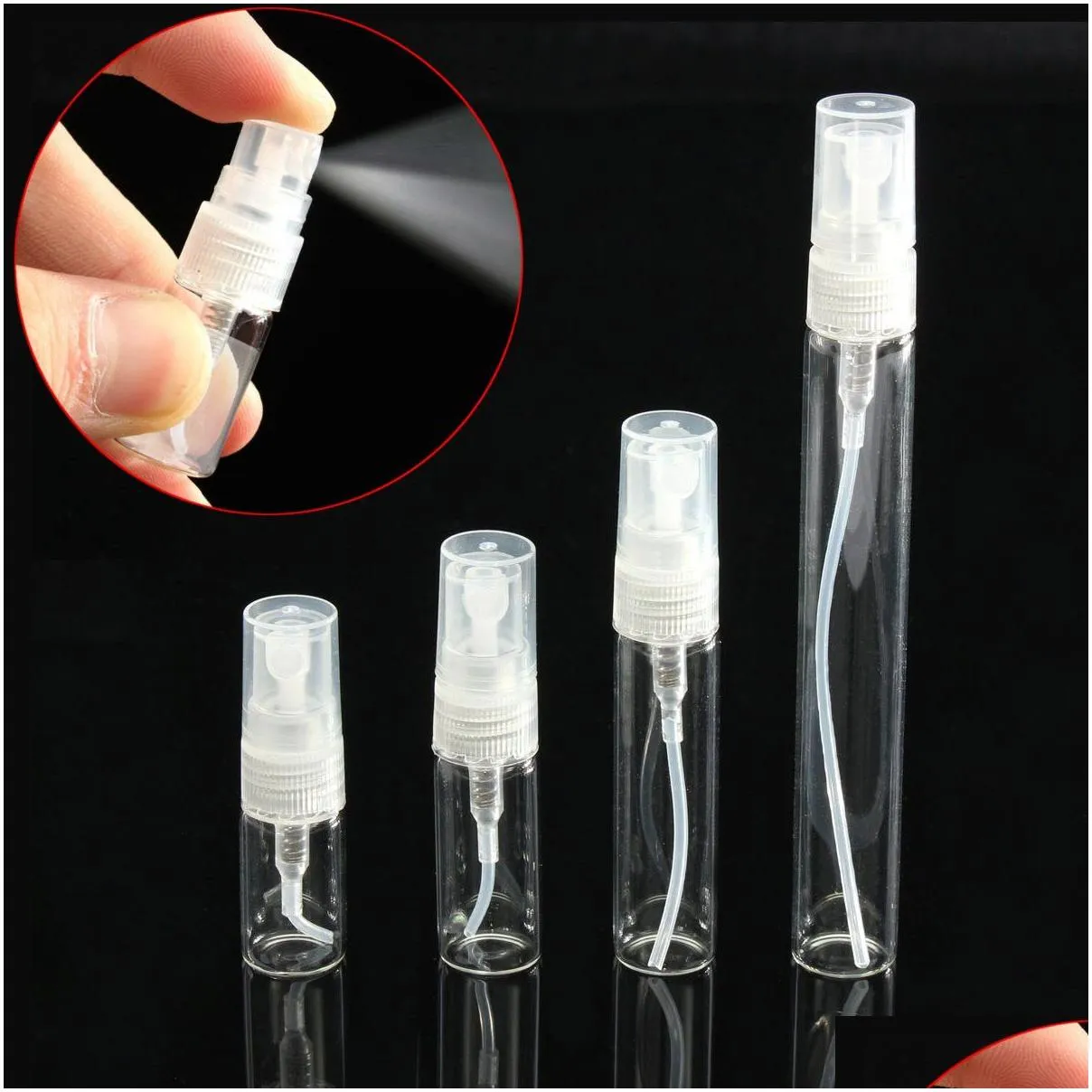 wholesale 2ml/3ml/5ml/10ml Mini Refilable Spray Perfume Bottle Glass Travel Empty Atomizer Bottles Cosmetic Packaging Container