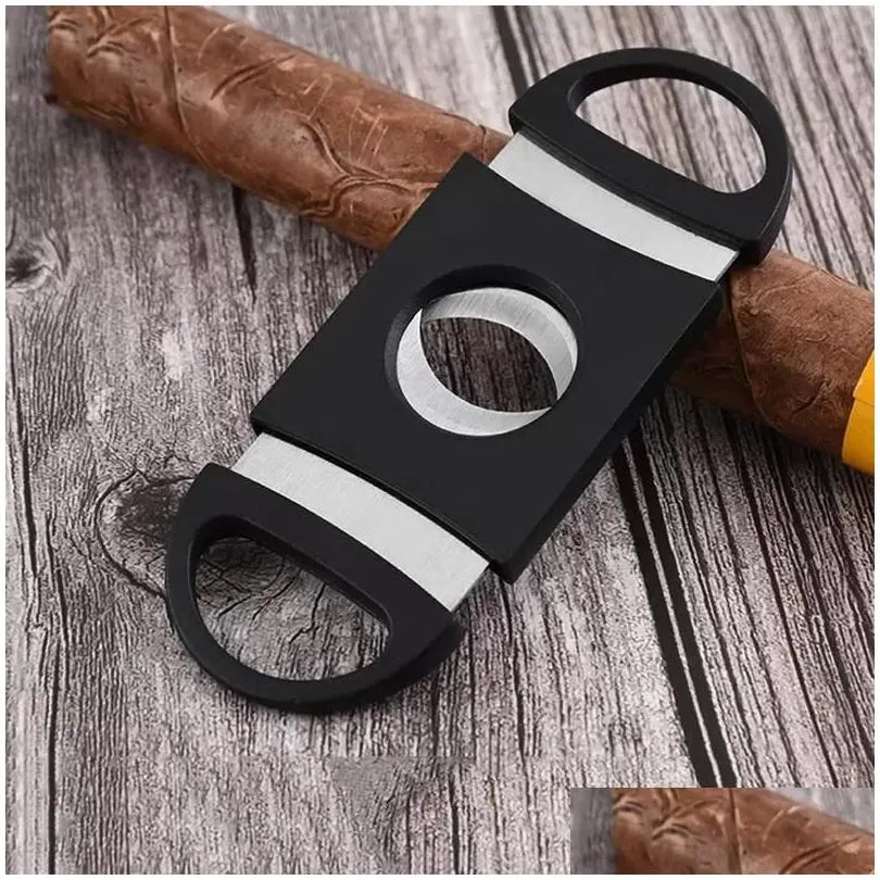 Portable Cigar Cutter Plastic Blade Pocket Cutters Round Tip Knife Scissors Manual Stainless Steel Cigars Tools 9x3.9CM FY5319 ss0111