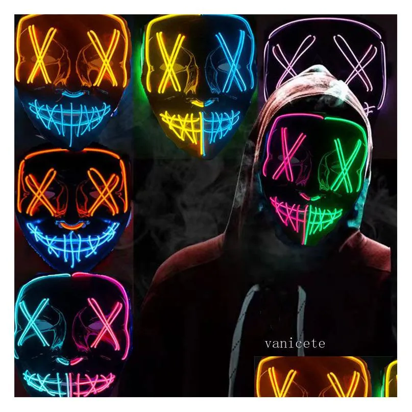 festive party halloween mask led luminous mask two-color left right up and down modeling multiple styles glowing masklt029