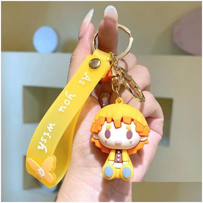 Keychains Anime Keychain Kamado Nezuko 3D Rubber Pendant Keyring Cosplay Accessories Gift Jewelry