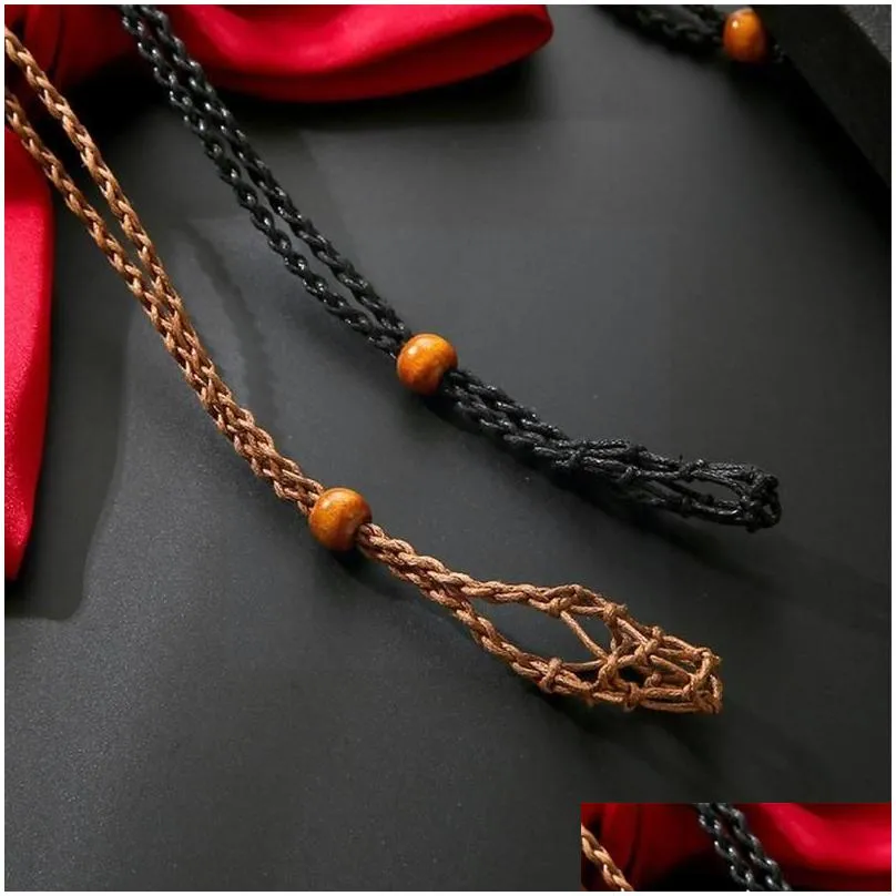 Chains Crystals Pendant Stone Holder Necklace Cord Hand-woven Rope For Making Jewelry Creative Personality Natural Agate Net F3B5