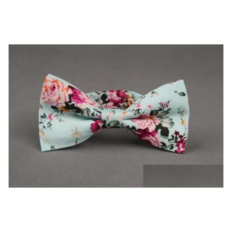 Mantieqingway British Style Vintage Flower Printing Bow Tie Bridegroom Wedding Gravata Slim Floral Skinny Bowtie Cravat Bowtie