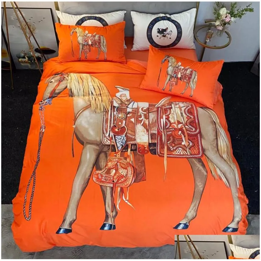 2022 orange bedding sets cover 4 pcs velvet queen bed comforters sets pillow cases luxury king size bed sheet sets home decoration