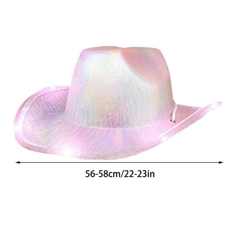 Berets Pearlescent  Hat Cowgirl Hats For Women With Light Party Panama Caps Western Costume Accessories Sombreros De