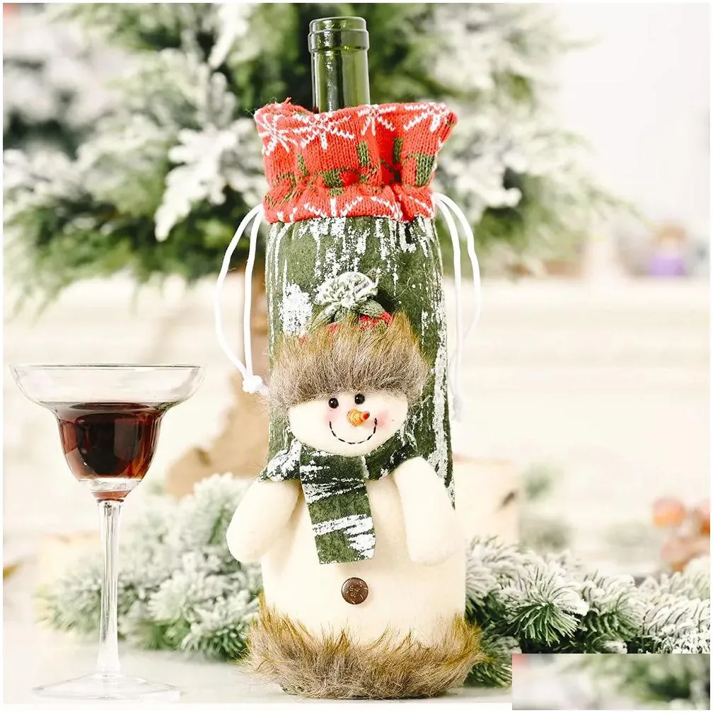 christmas red wine bottle cover bags merry christmas decoration holiday home party santa claus christmas packaging