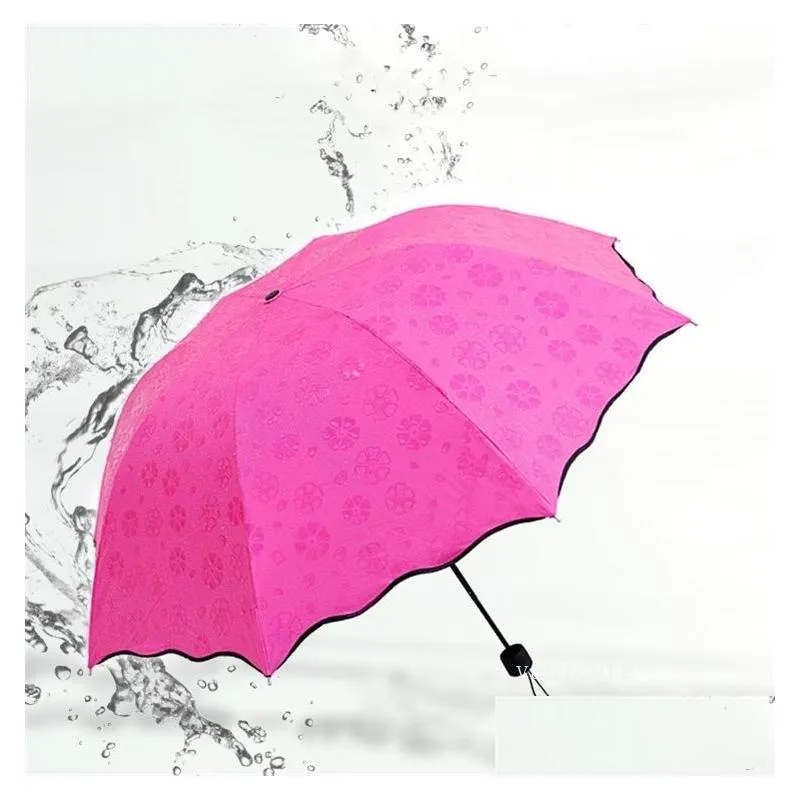 full automatic umbrellas rain women men 3 folding light and durable strong umbrellas kids rainy sunny umbrella 6 colors by sea zc1249