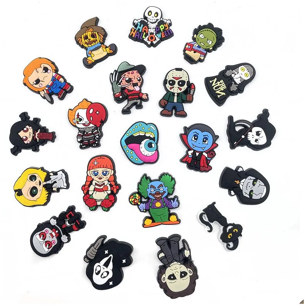 Anime Halloween horror sally Jack killer The Nightmare Before Christmas cartoon charms shoe accessories pvc decoration buckle soft rubber clog