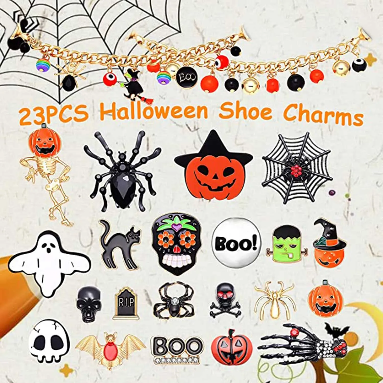 halloween shoe charms spooky skull ghost spider pumpkin shoe decoration charm fits for clog sandals halloween gifts party favors for women men