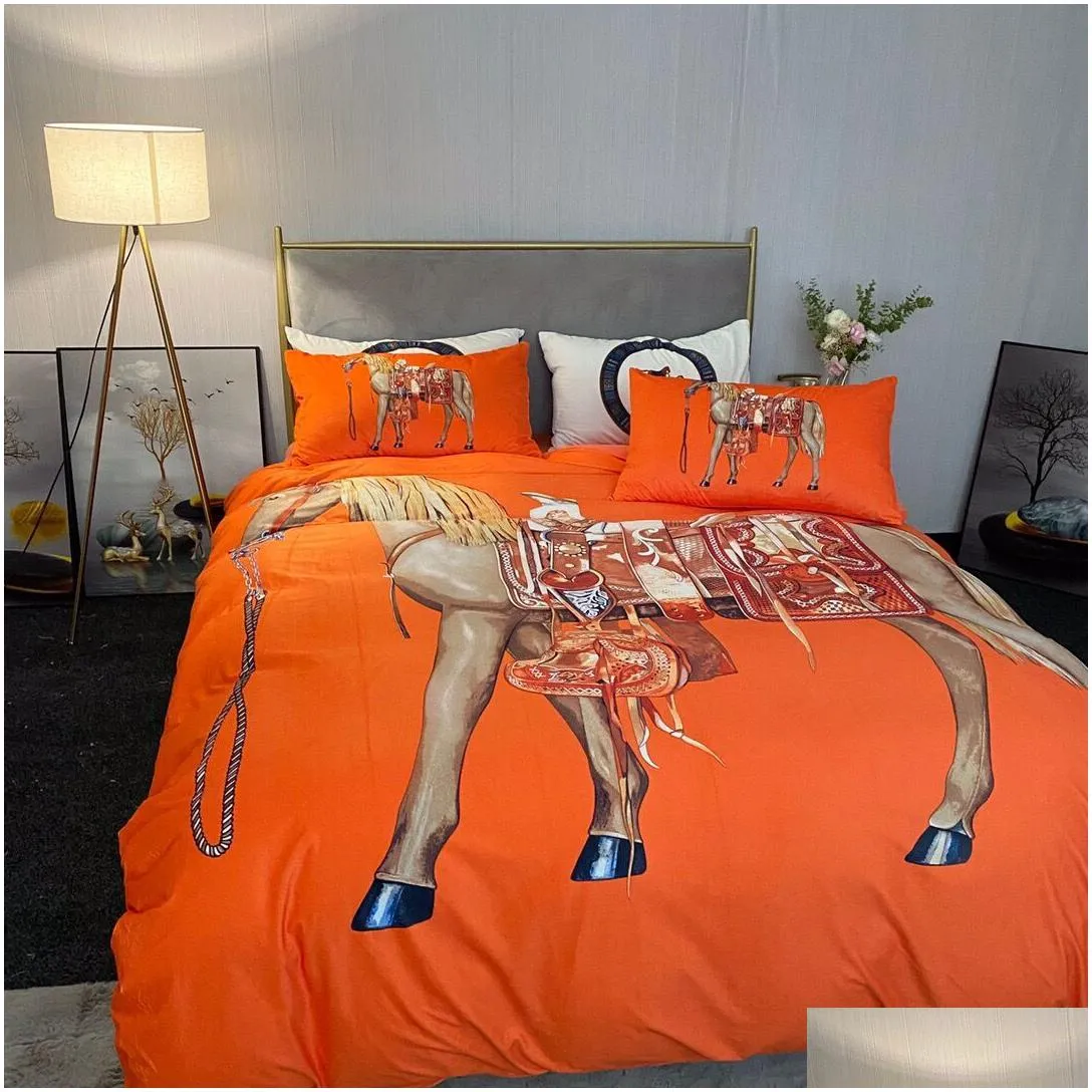 2022 orange bedding sets cover 4 pcs velvet queen bed comforters sets pillow cases luxury king size bed sheet sets home decoration