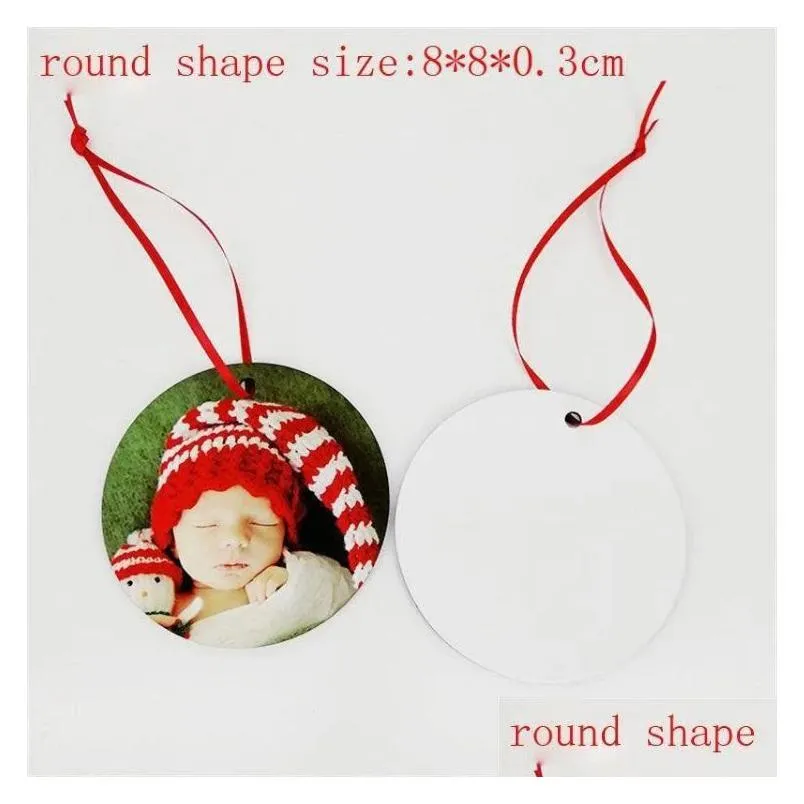 sublimation mdf christmas ornaments decorations round square shape decorations hot transfer printing blank consumable 18 styles fy4266