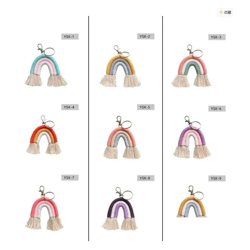 Weaving Rainbow Keychains for Women Tassel Macrame Keyrings Key Holder Jewelry