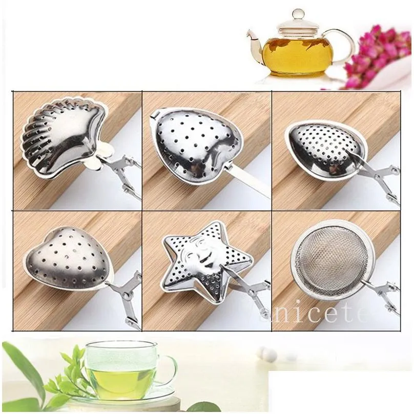 stainless steel tea strainers stainless-steel line handle tea-ball teas filter seasoning strainer teapot gadgets kitchen tools