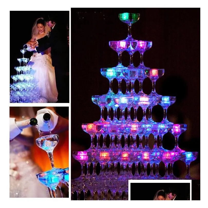 aoto colors mini romantic luminous cube led artificial ice cube flash led light wedding christmas party decoration