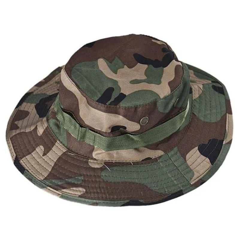 Cloches Sun Hat Panama Bucket Flap Breathable Boonie Multicam Nepalese Camouflage Hats Outdoor Fishing Wide Brim Hats1