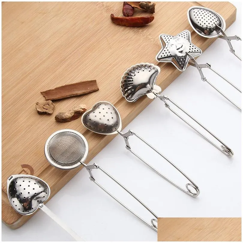 stainless steel tea strainers stainless-steel line handle tea-ball teas filter seasoning strainer teapot gadgets kitchen tools