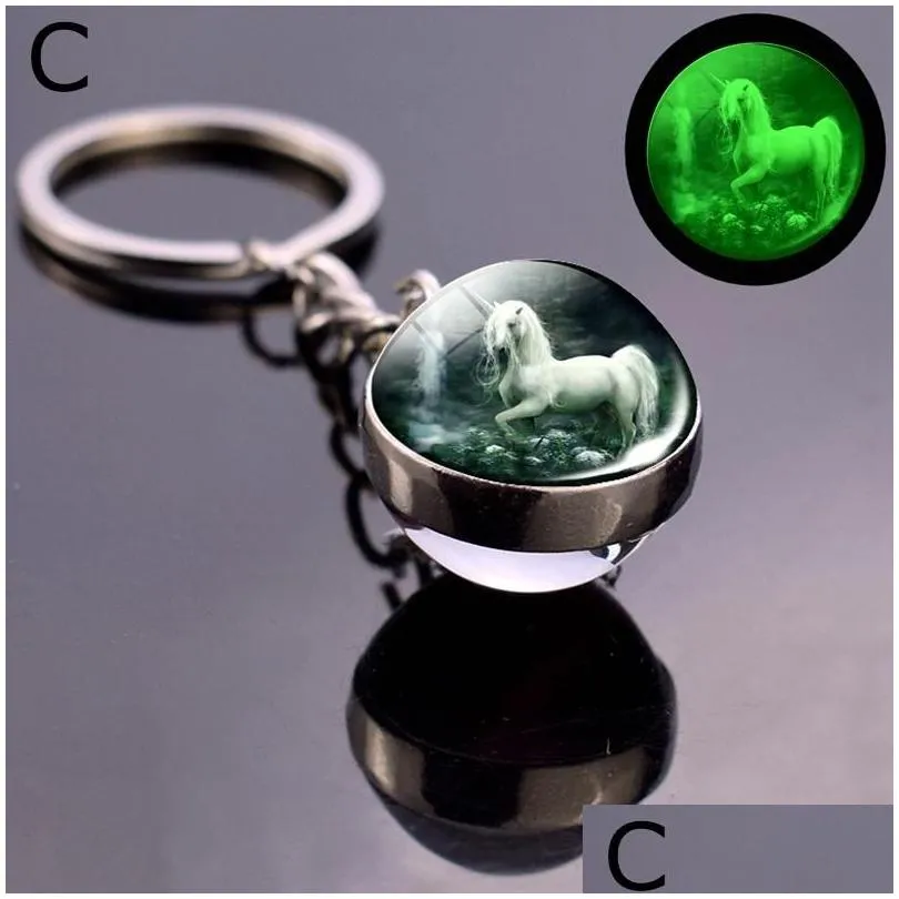 Glow In The Dark Horse Keychain Glowing Horse Stuff Luminous Horses Glass Ball Key Chain Crazy Lovers Gifts Key Rings