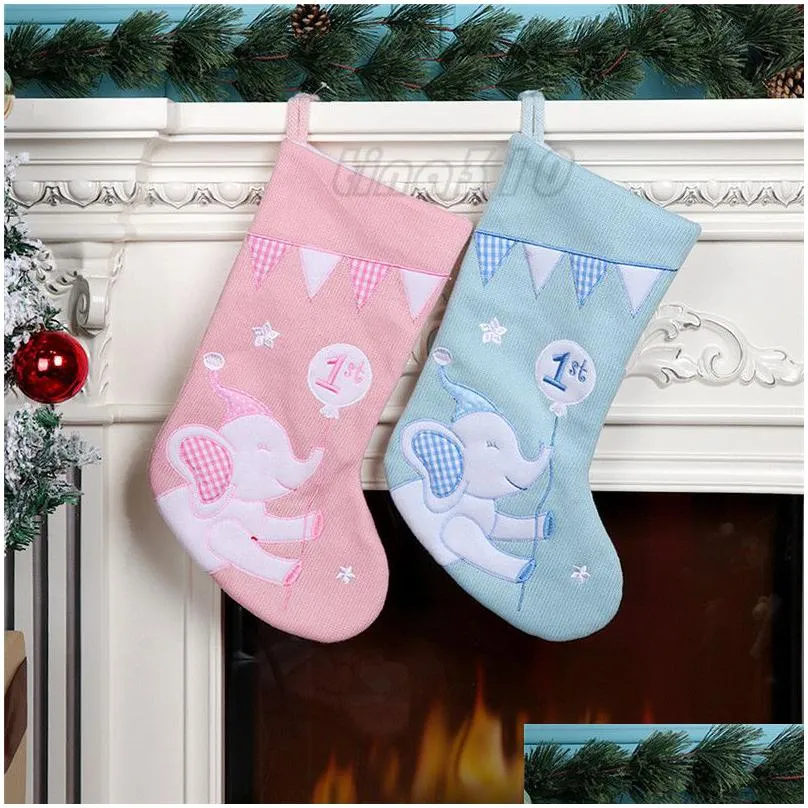 4 style christmas stocking christmas party decoration kids candy bags cute small bear small elephant xmas stocks party favor gift