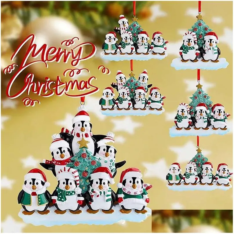 christmas family penguin ornament resin personalized home xmas tree decoration christmas room decor