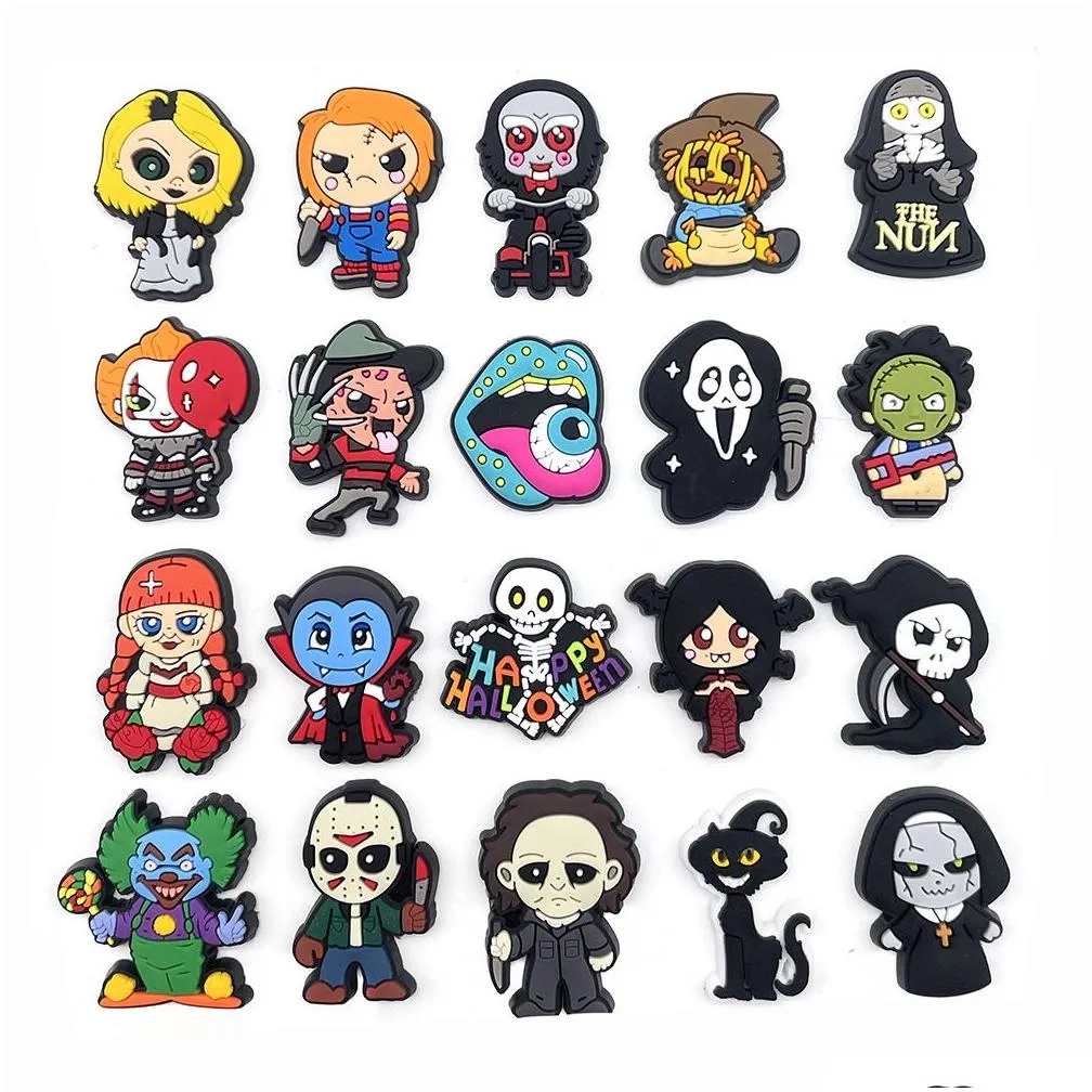 Anime Halloween horror sally Jack killer The Nightmare Before Christmas cartoon charms shoe accessories pvc decoration buckle soft rubber clog