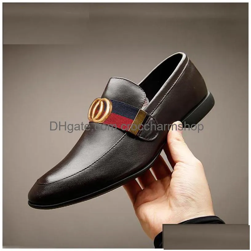 luxury leather shoes formal shoes top layer cowhide casual single shoes fashion business shoe loafers chaussure homme luxe marque a9