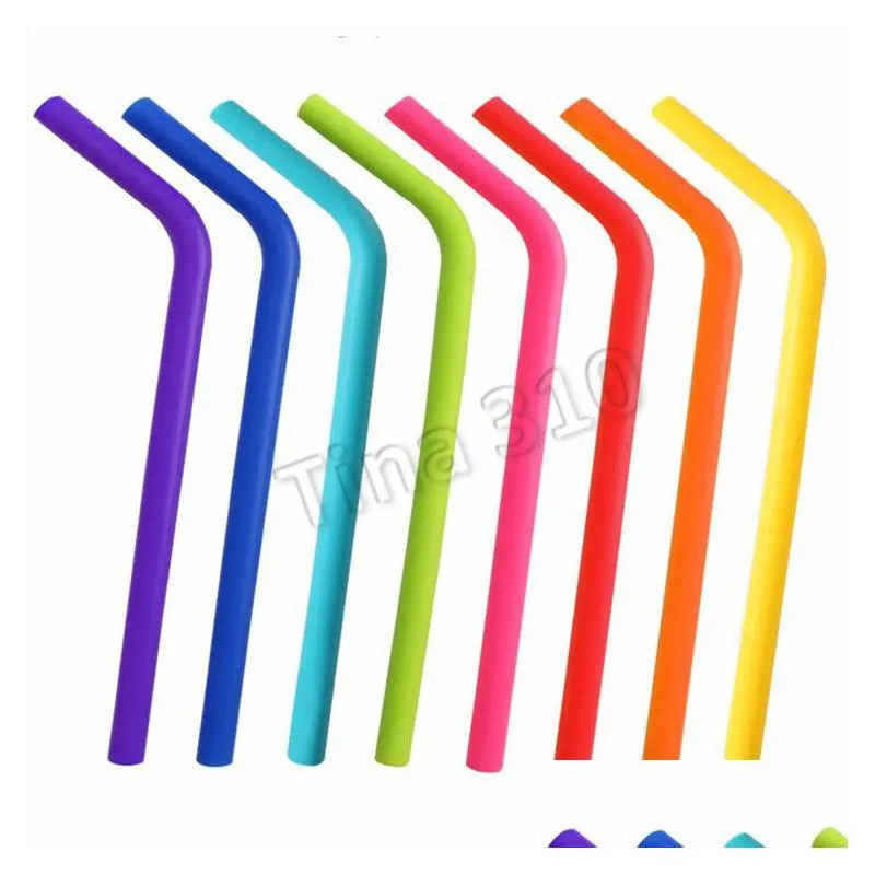 200pcs silicone straws drinking straight curve straw water cocktail milk coffee straws recyclable food grade silicone straw t500135