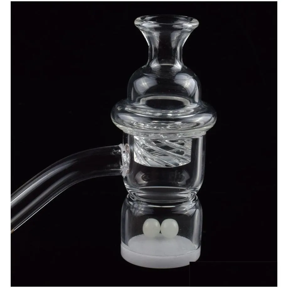 Flat Top Splash Guard Opaque Bottom Quartz Banger With 10mm 14mm 18mm Quartz Nail With Cyclone Spinning Carb Cap and Terp Pearl ball
