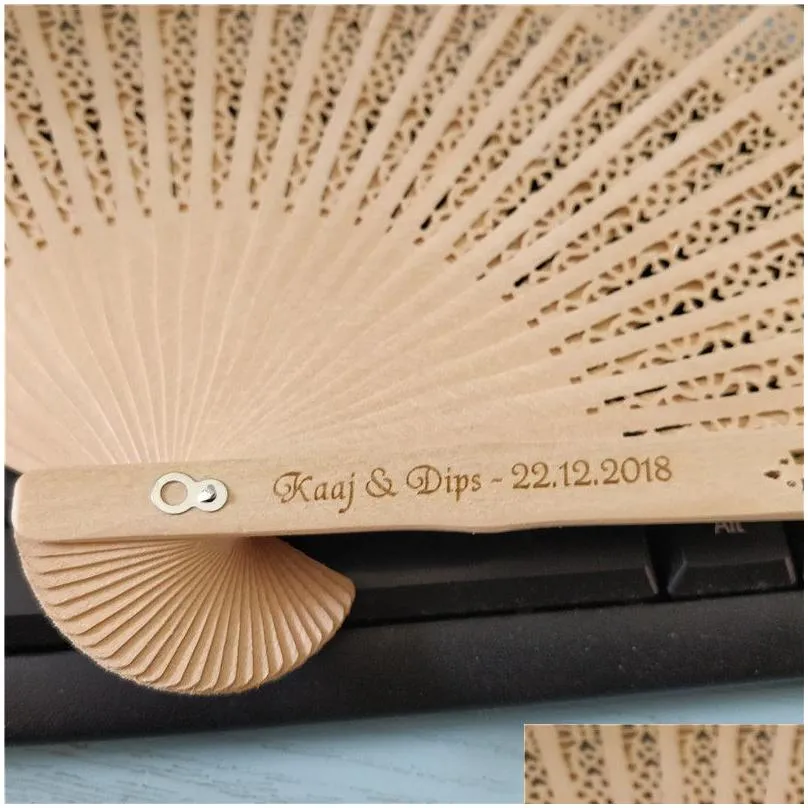 ladies fans wedding party gifts hollow personalized wood favors giveaways sandalwood folding for women