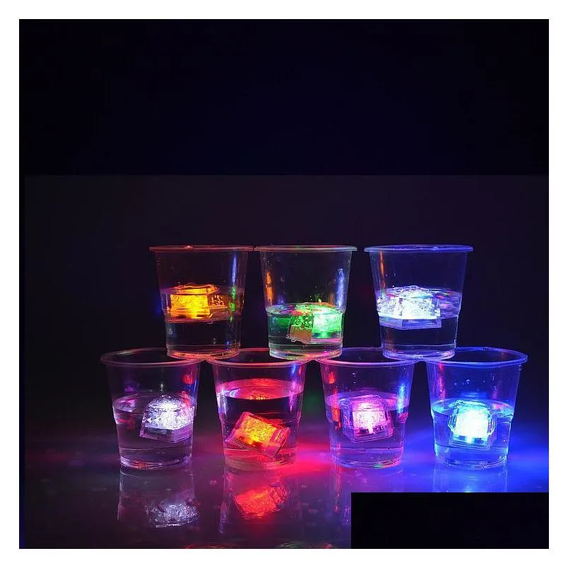 aoto colors mini romantic luminous cube led artificial ice cube flash led light wedding christmas party decoration