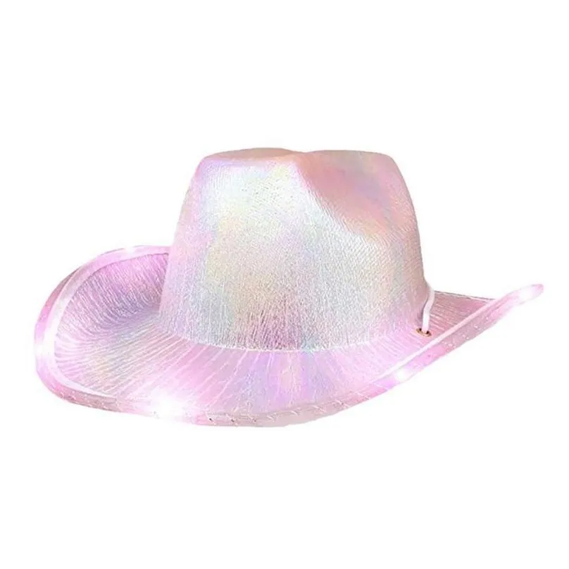 Berets Pearlescent  Hat Cowgirl Hats For Women With Light Party Panama Caps Western Costume Accessories Sombreros De